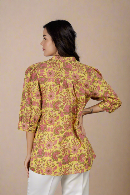 Yellow Bloom Cotton Shirt