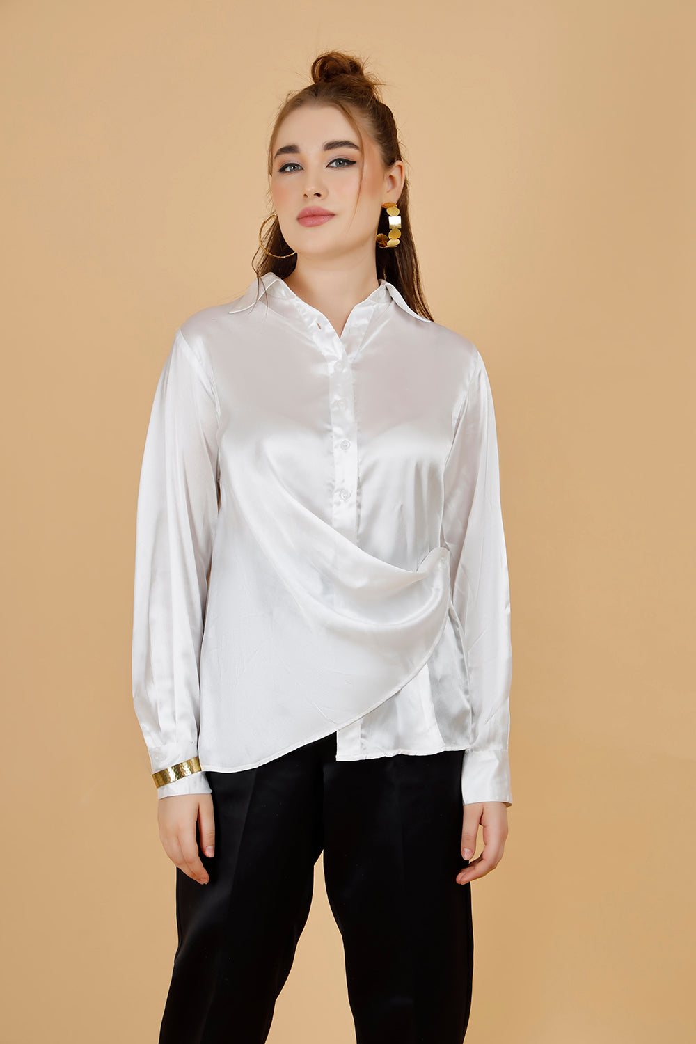 white silk shirt