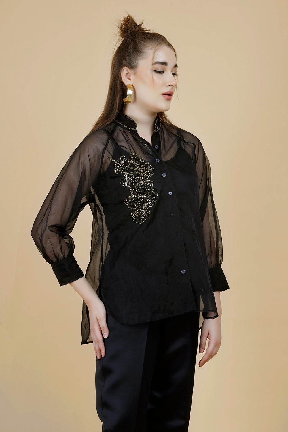 Ginkgo Hand Beaded Shirt