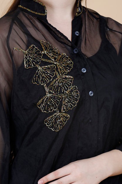 Ginkgo Hand Beaded Shirt