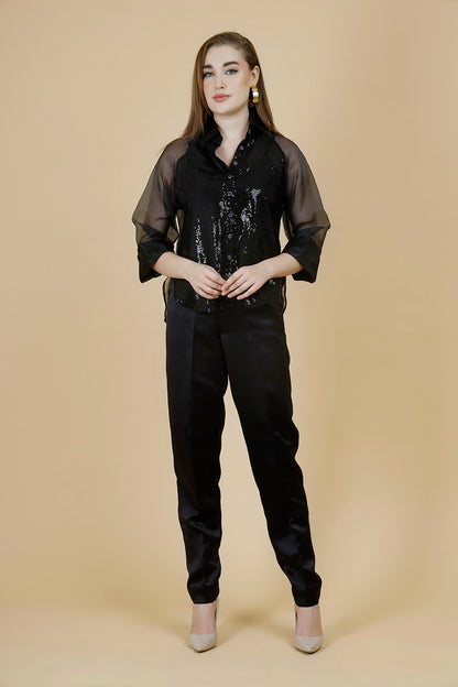 Ritz Black Sequin Shirt