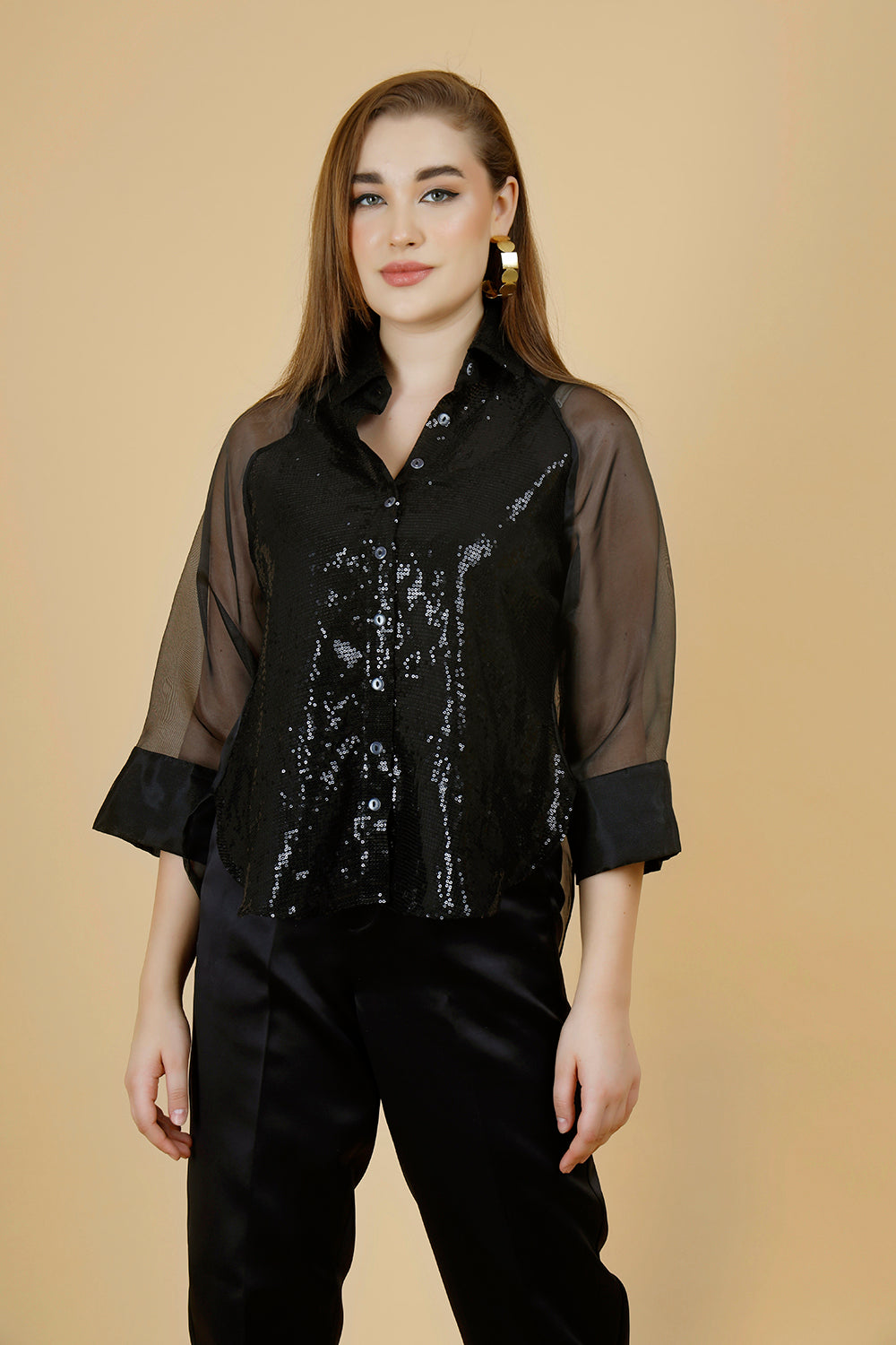 Ritz Black Sequin Shirt