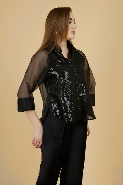 Ritz Black Sequin Shirt