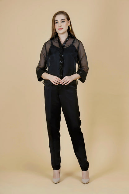 Tinsel Black Organza Shirt