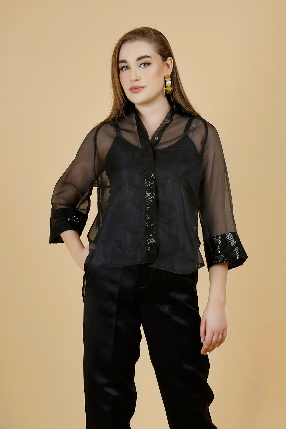 Tinsel Black Organza Shirt