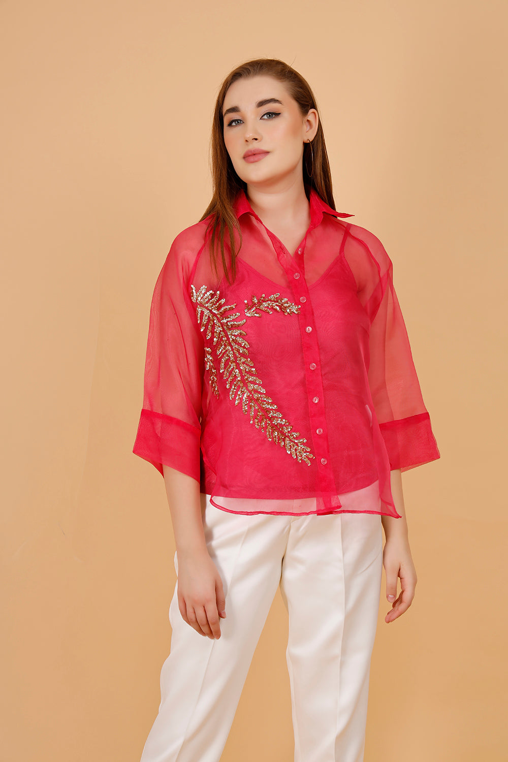 Orenda Gold Organza Shirt