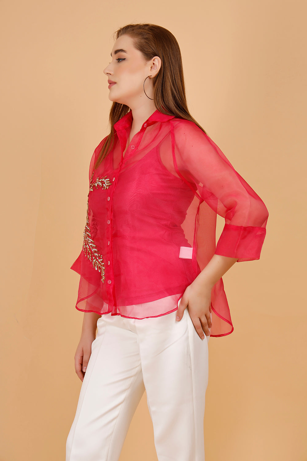 Orenda Gold Organza Shirt