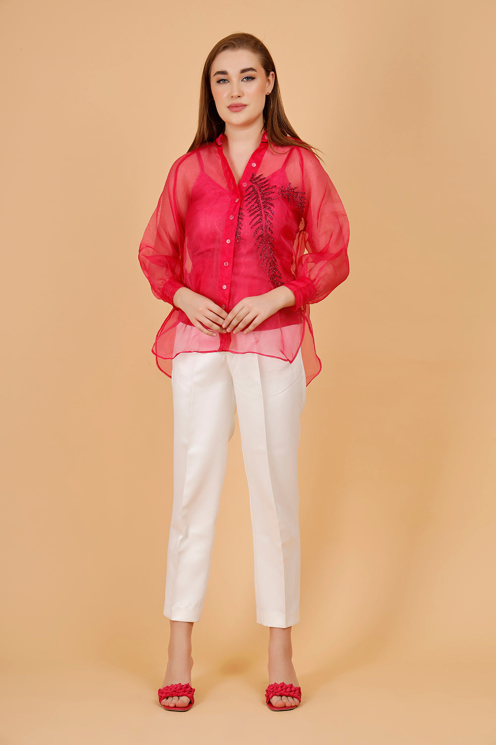 Orenda Pink Organza Shirt