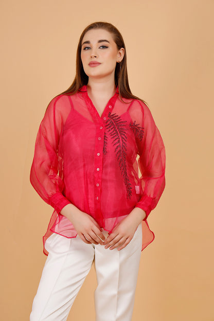 Orenda Pink Organza Shirt