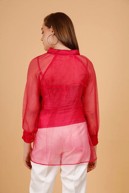 Orenda Pink Organza Shirt