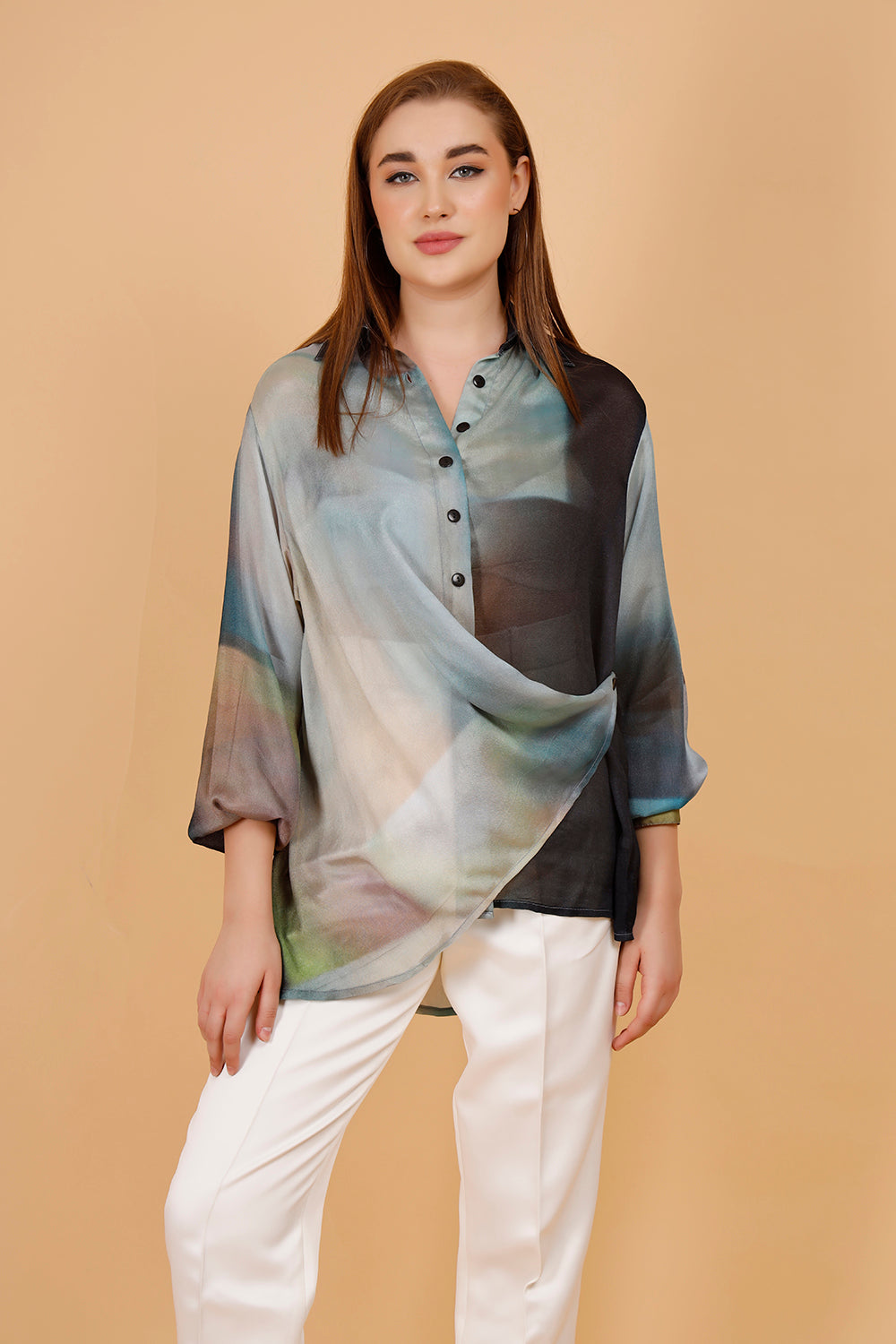 Twilight Draped Georgette Shirt