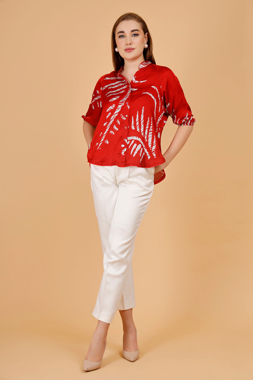 Eden printed satin shirts for women