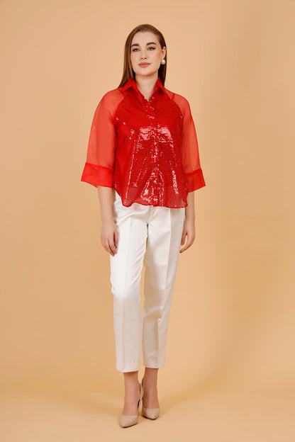 Ritz Red Sequin Shirt