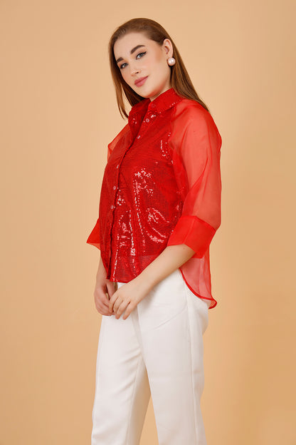 Ritz Red Sequin Shirt