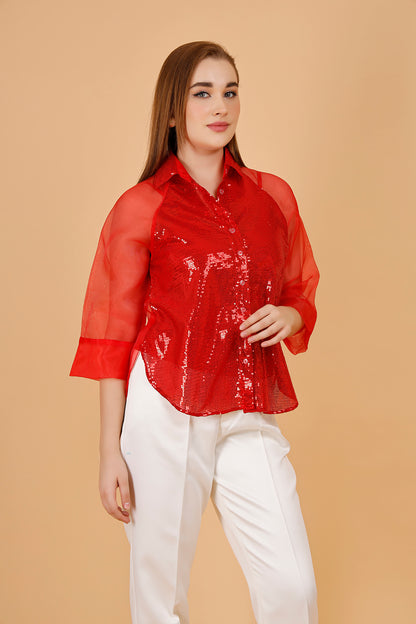 Ritz Red Sequin Shirt