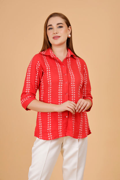 Red cotton tops for summer