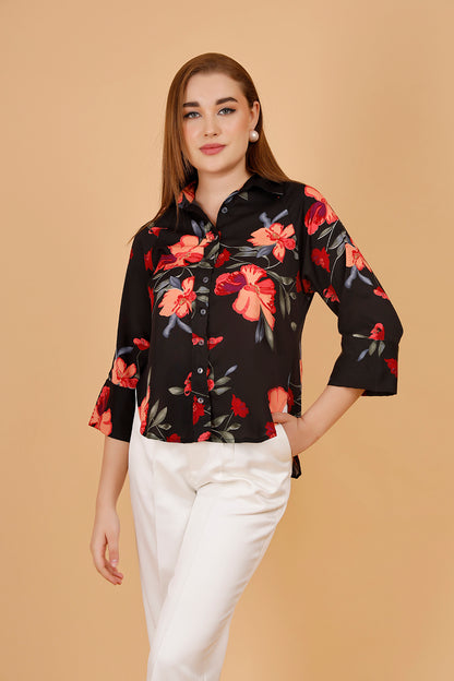 Flavia Black Raglan Sleeve Shirt