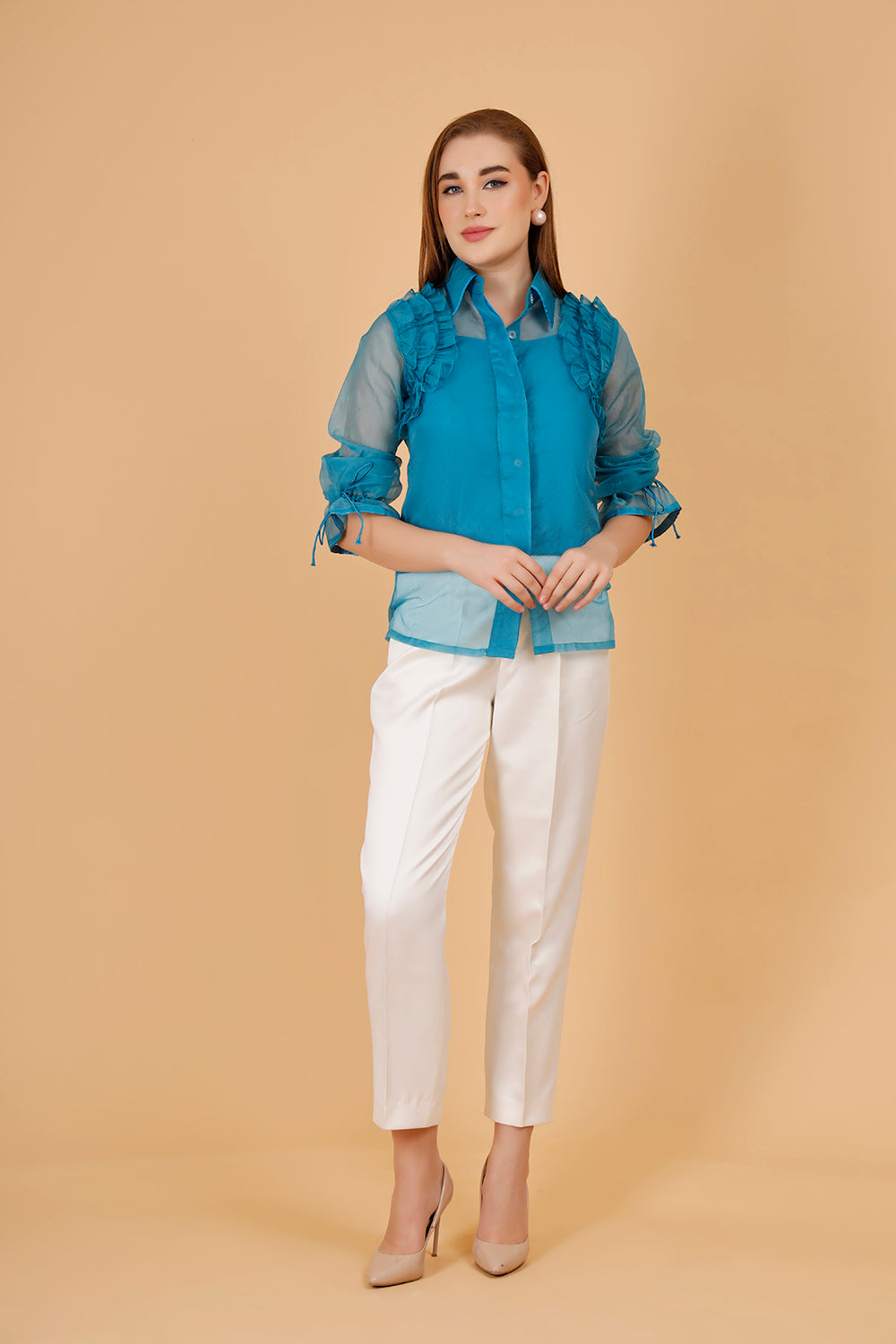 Azure Rosette Organza  Shirt