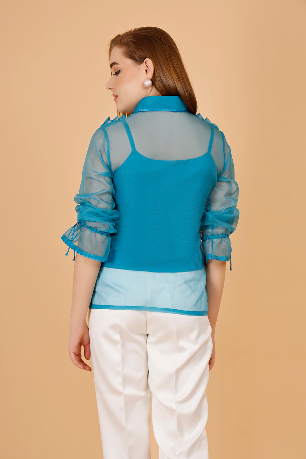 Azure Rosette Organza  Shirt