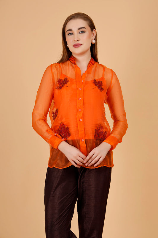 Maple Hand Beaded Organza Shirt