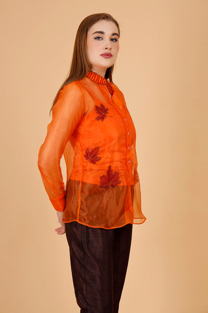 Maple Hand Beaded Organza Shirt