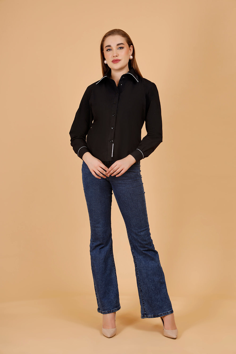 Edgy Black Cotton Shirt for Women