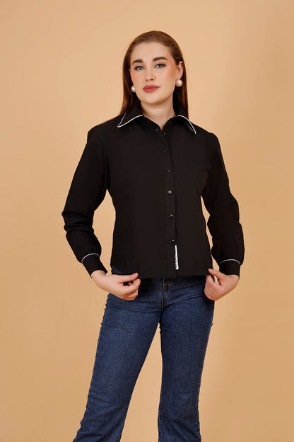 Edgy Black Cotton Shirt