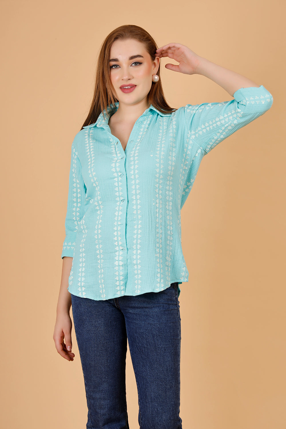 Aqua ladies cotton blouse