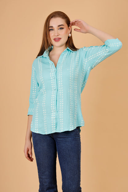 Aqua ladies cotton blouse