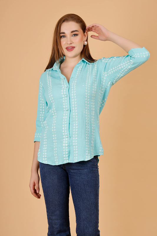 Aqua ladies cotton blouse