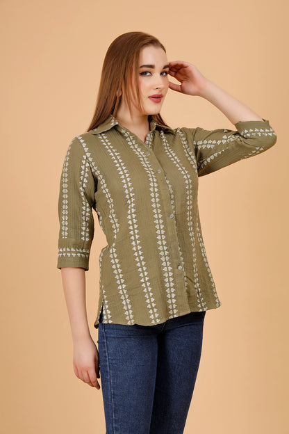 Khaki Sorbet Cotton Shirt