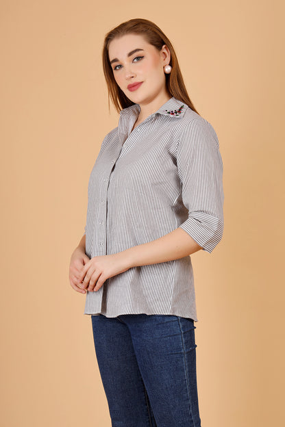 Striped Embroidered Shirt