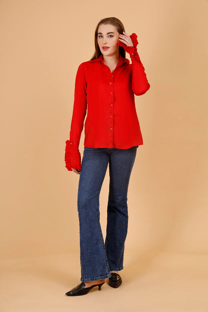 Victoria Solid Red Shirt