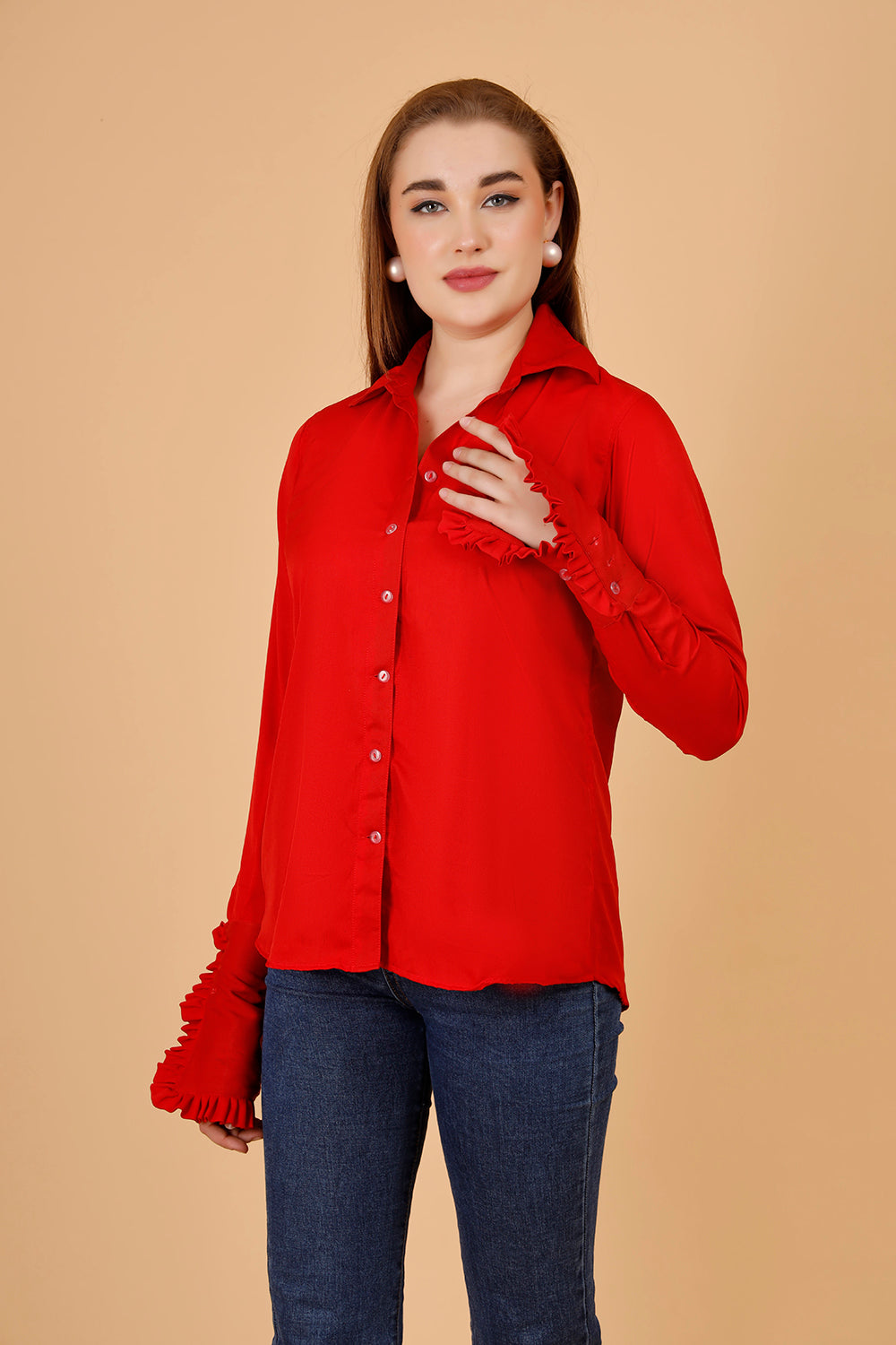 Victoria Solid Red Shirt