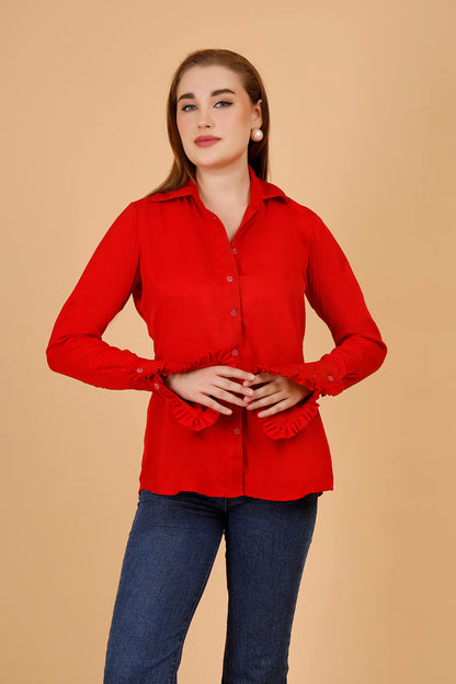 Victoria Solid Red Shirt