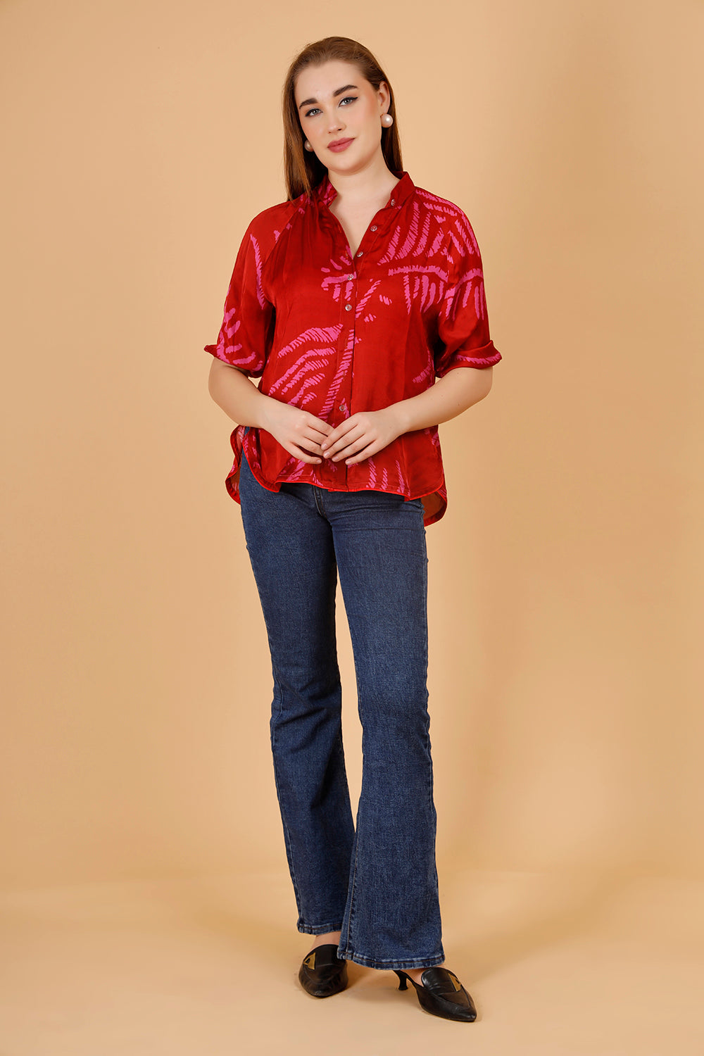 Eden Red Pink Modal Silk Shirt