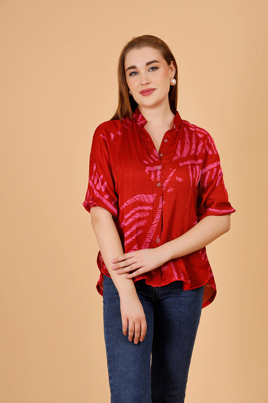 Eden Red Pink Modal Silk Shirt