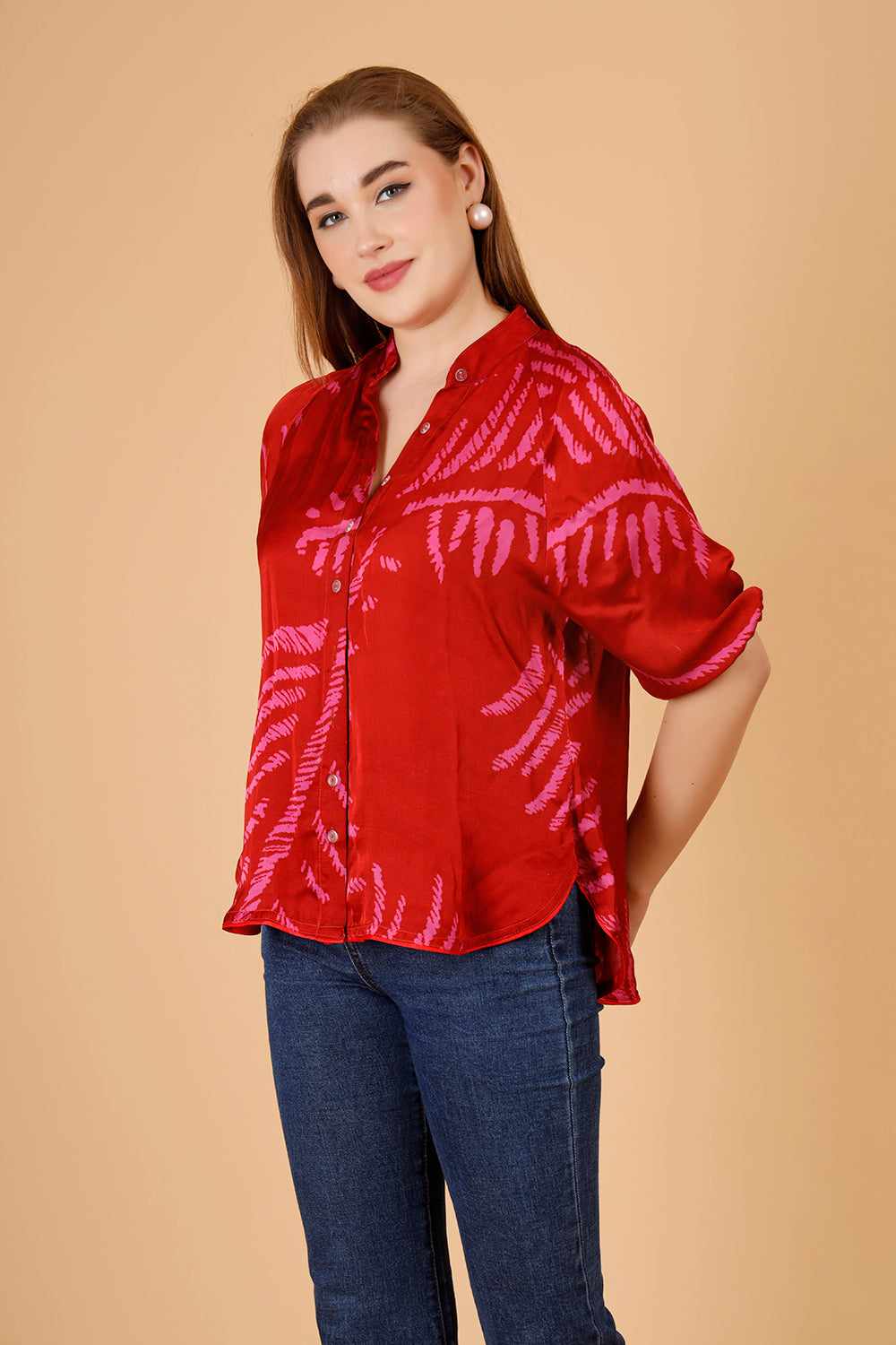 Eden Red Pink Modal Silk Shirt