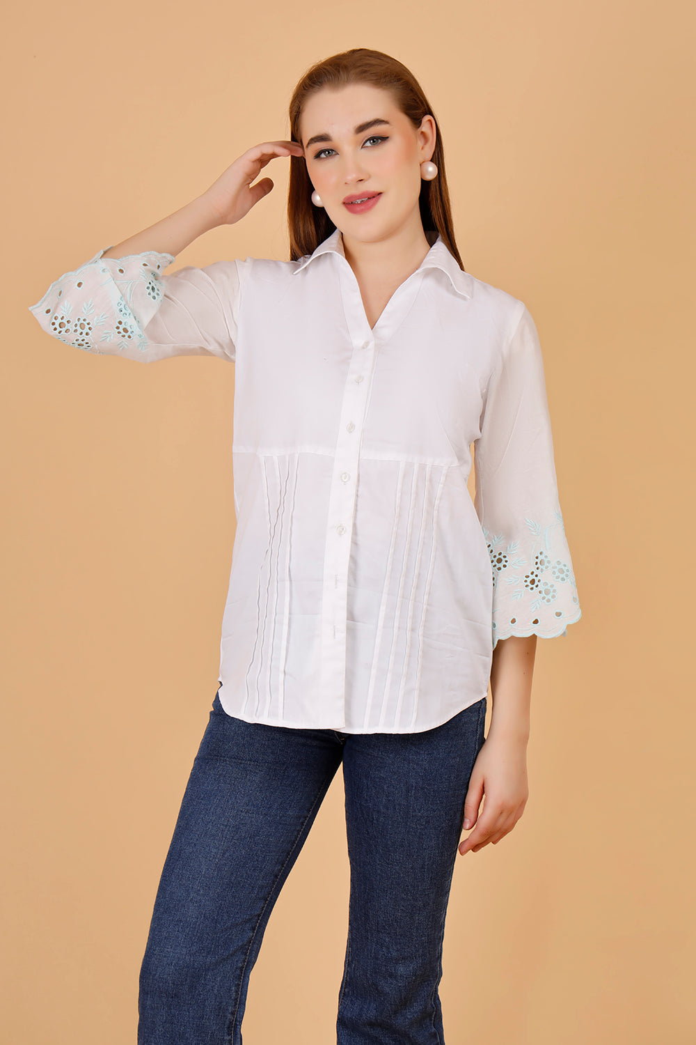 ladies white cotton shirt