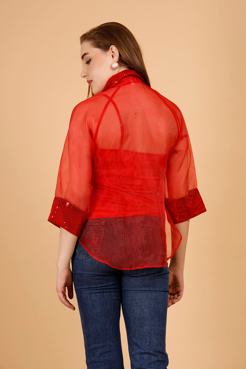 Tinsel Red Organza Shirt