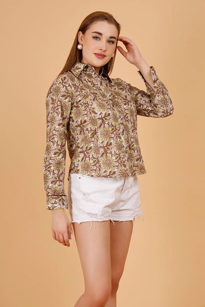 Earthy Lime Cotton Shirt