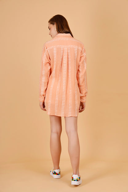 Peach Sorbet Cotton Shirt Dress