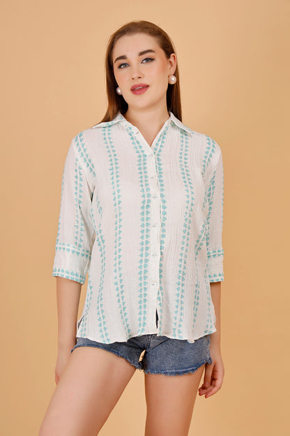 Sorbet Aqua Cotton Shirt