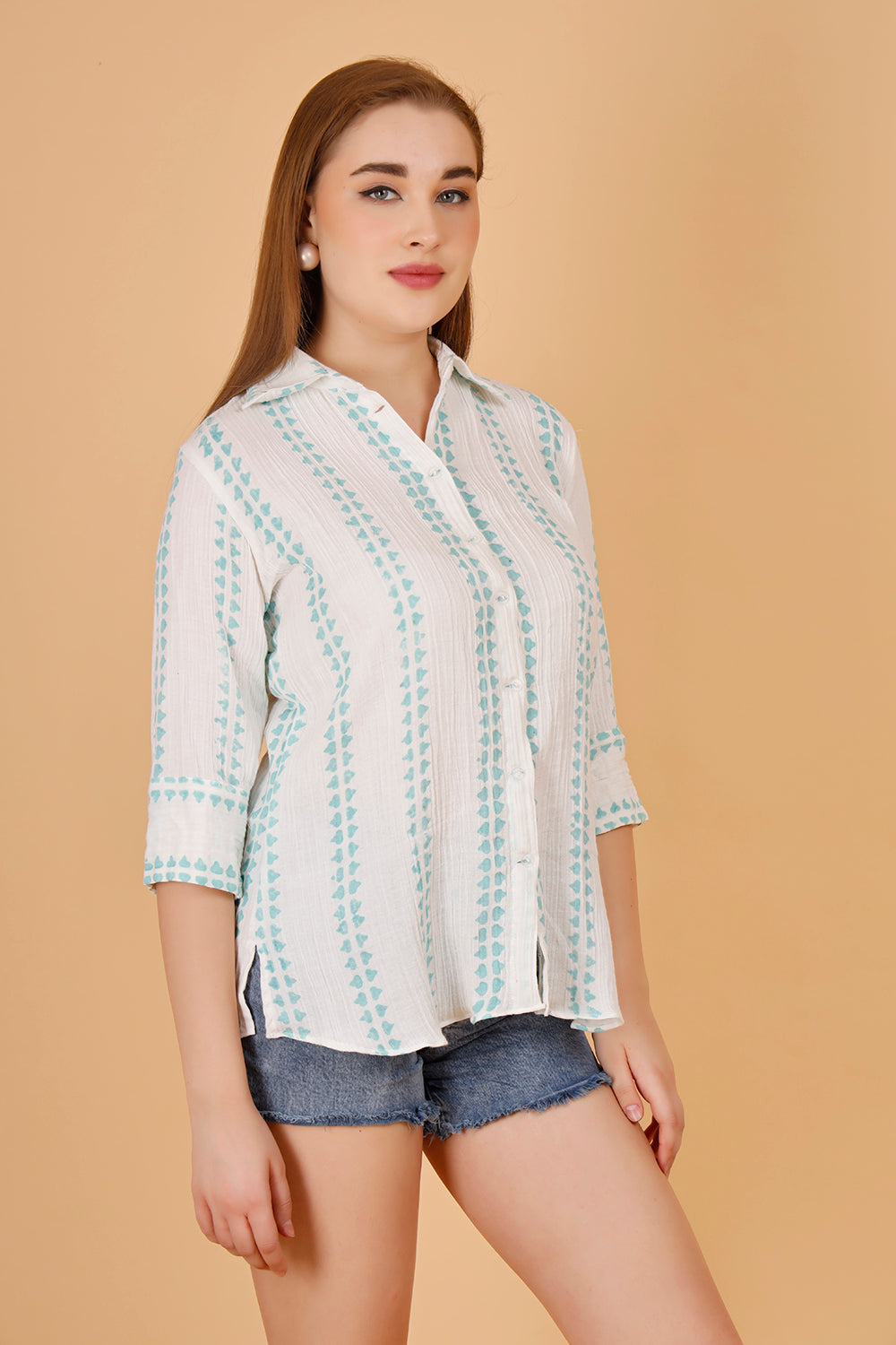 Sorbet Aqua Cotton Shirt