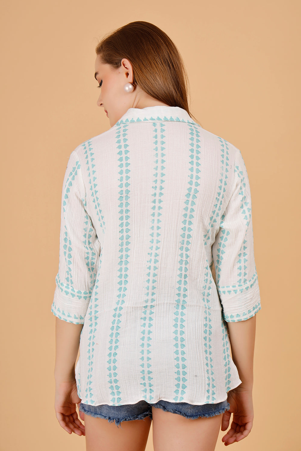 Sorbet Aqua Cotton Shirt