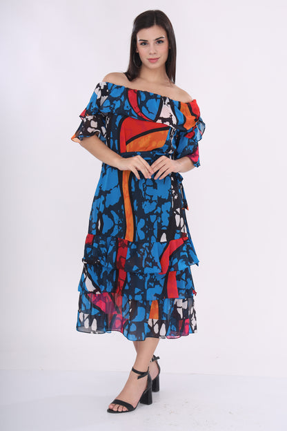 Amiya Off-Shoulder Flounce Dress